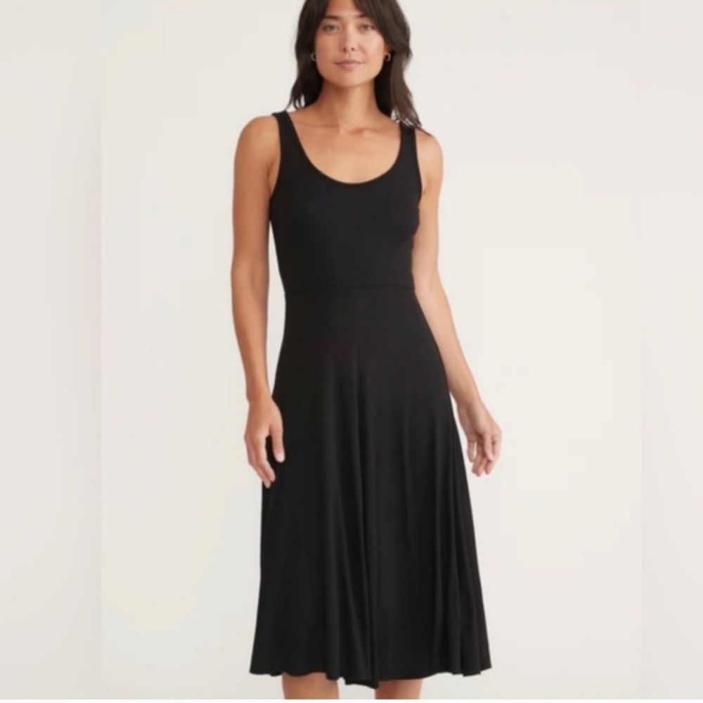 Marine Lexi ribbed Black Sleeveless Scoop Neck Midi dress size XL
